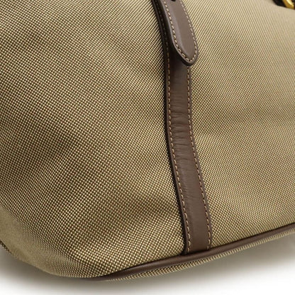 Prada Logo Jacquard Ribbon Handbag Tote Bag 2WAY Shoulder Bag Canvas Khaki