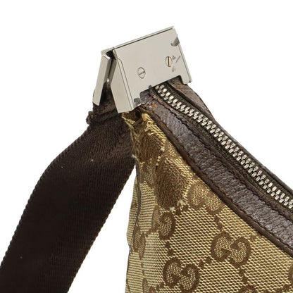 Gucci GG Canvas Shoulder Bag Crossbody Leather Khaki Beige Brown Dark Brown