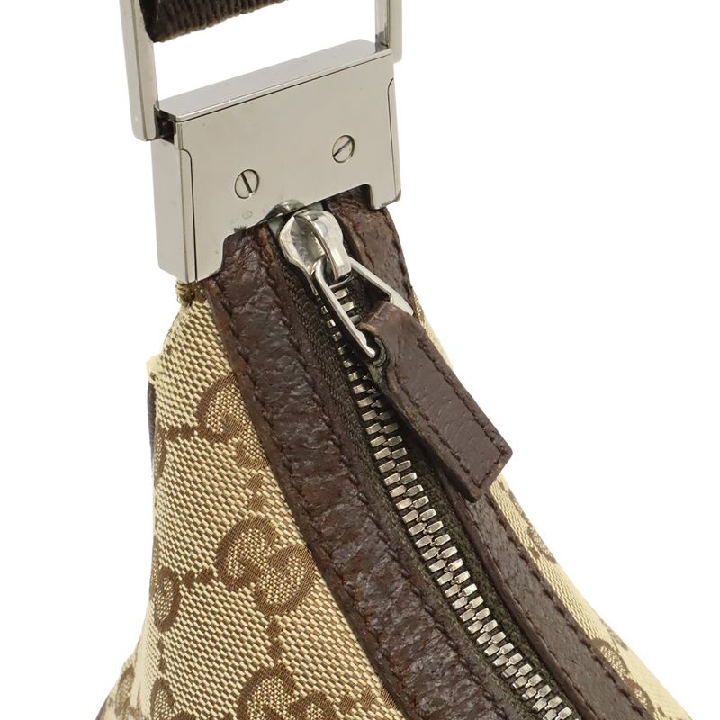 Gucci GG Canvas Shoulder Bag Crossbody Leather Khaki Beige Brown Dark Brown