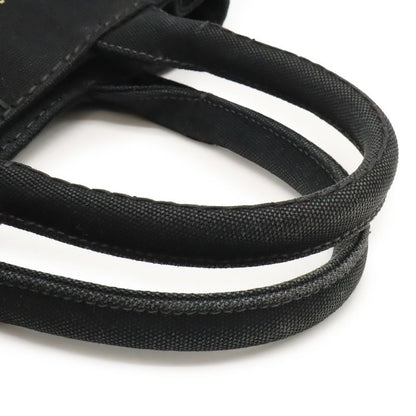 Prada Canapa Tote Bag 2WAY Shoulder Bag Striped Shoulder Canvas NERO Black