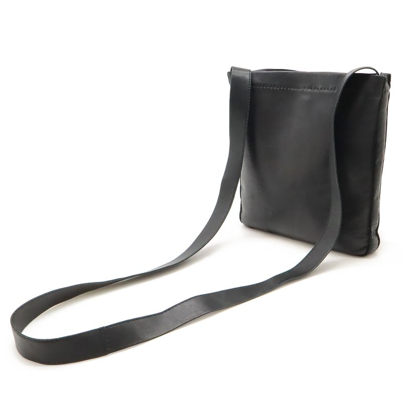 Hermes Tudu Shoulder Bag Pochette Crossbody Leather Black