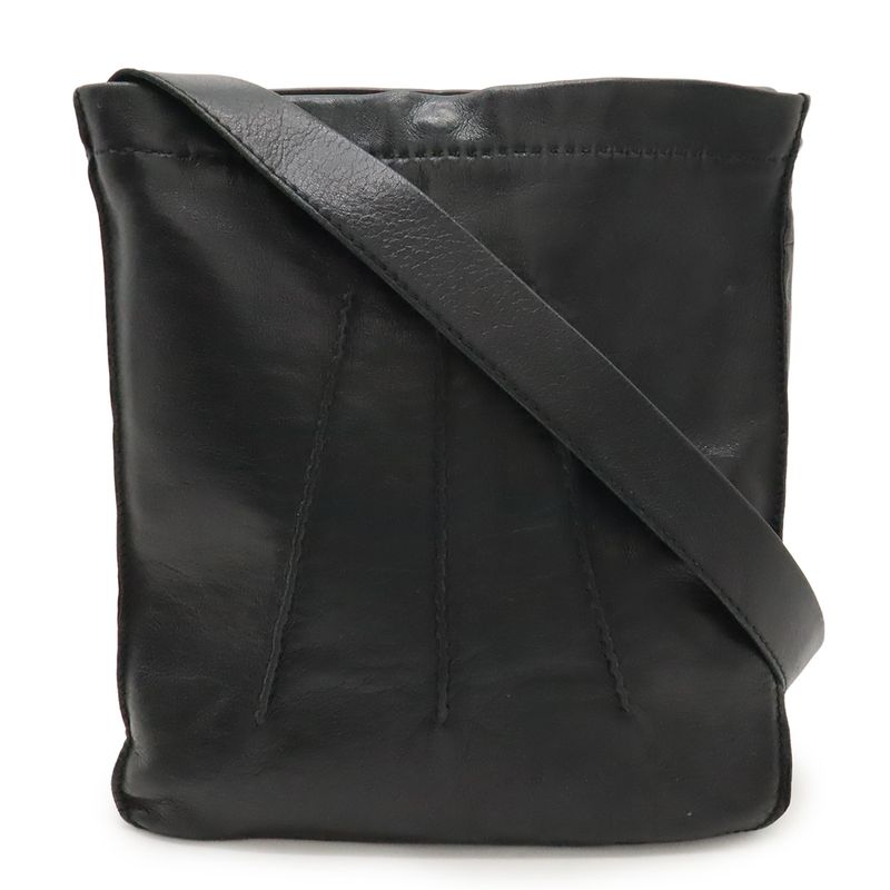 Hermes Tudu Shoulder Bag Pochette Crossbody Leather Black