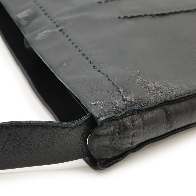 Hermes Tudu Shoulder Bag Pochette Crossbody Leather Black