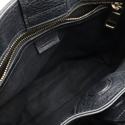 Gucci Bamboo Small Shopper Handbag 2WAY Shoulder Bag Crossbody Leather Black