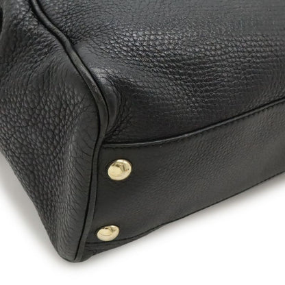 Gucci Bamboo Small Shopper Handbag 2WAY Shoulder Bag Crossbody Leather Black