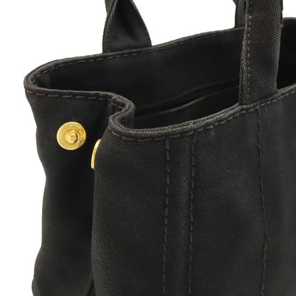 Prada Canapa Tote Handbag Canvas NERO Black Gold Hardware Missing Shoulder