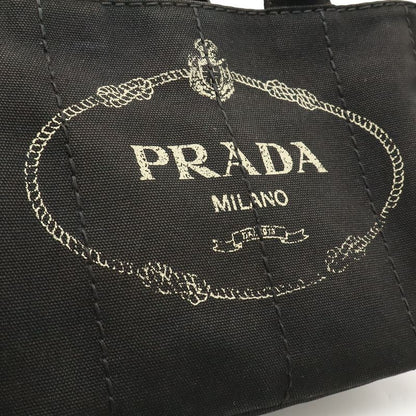 Prada Canapa Tote Handbag Canvas NERO Black Gold Hardware Missing Shoulder