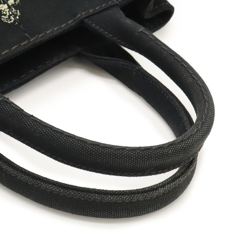 Prada Canapa Tote Bag 2WAY Shoulder Bag Crossbody Canvas NERO Black Gold