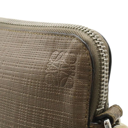 Loewe Linen Anagram Shoulder Bag Crossbody Leather Glazed Silver Hardware