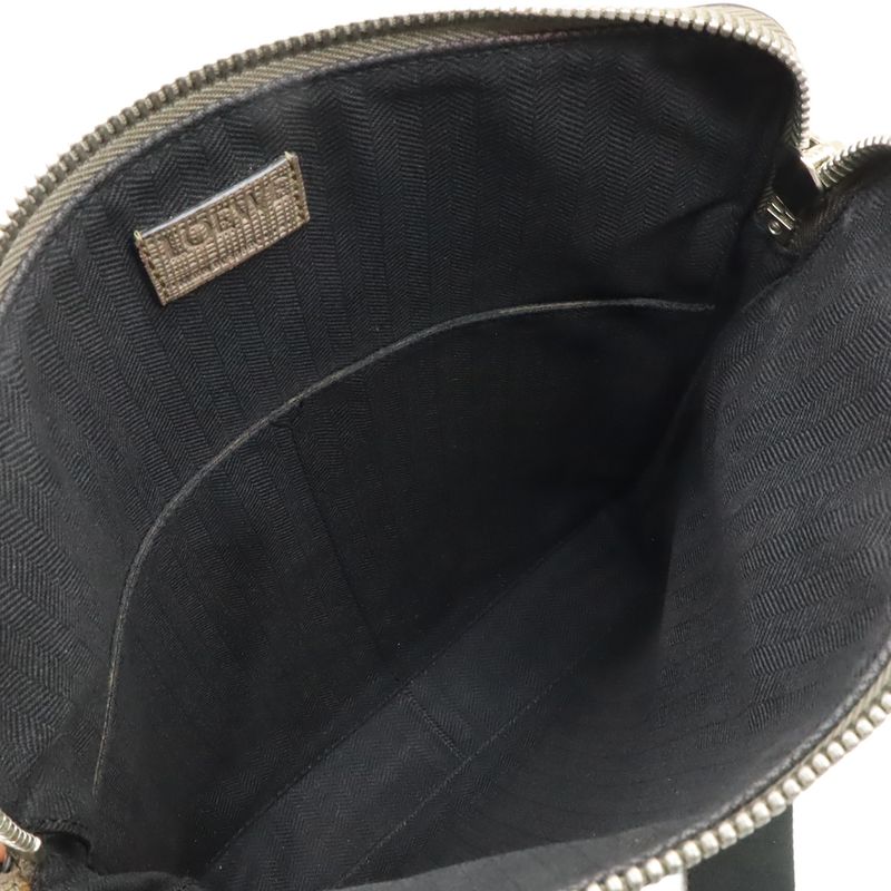 Loewe Linen Anagram Shoulder Bag Crossbody Leather Glazed Silver Hardware