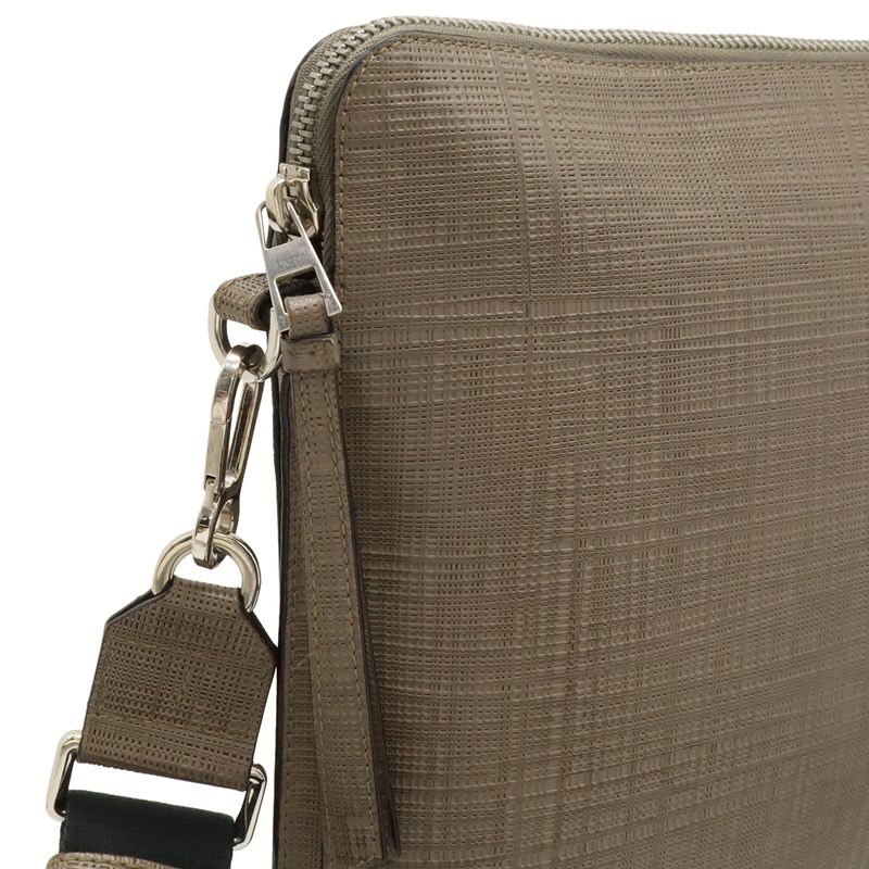 Loewe Linen Anagram Shoulder Bag Crossbody Leather Glazed Silver Hardware
