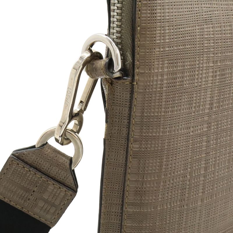 Loewe Linen Anagram Shoulder Bag Crossbody Leather Glazed Silver Hardware