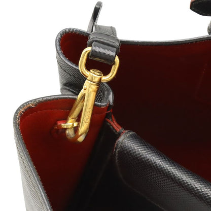 Prada Double Deubre Medium Bag Handbag 2WAY Shoulder Bag Saffiano Leather NERO