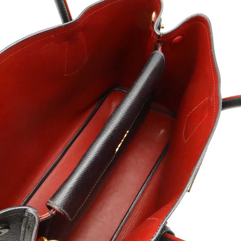 Prada Double Deubre Medium Bag Handbag 2WAY Shoulder Bag Saffiano Leather NERO