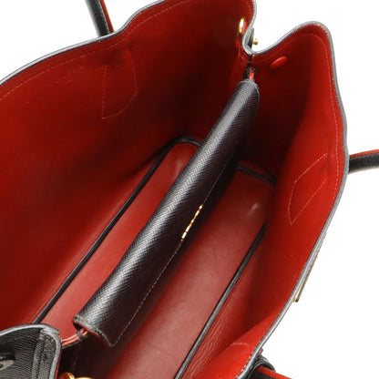 Prada Double Deubre Medium Bag Handbag 2WAY Shoulder Bag Saffiano Leather NERO