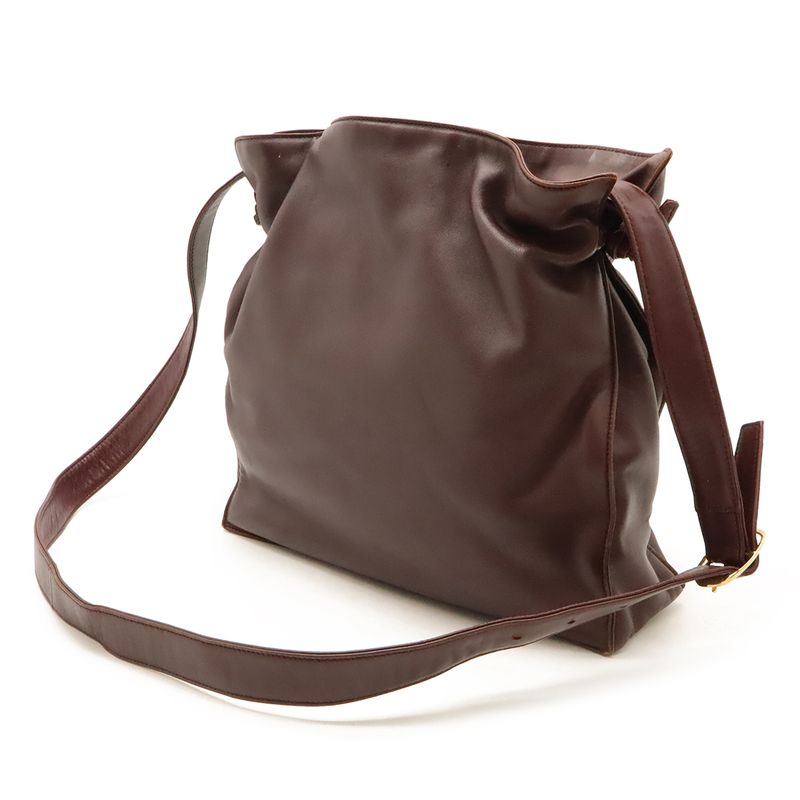 Loewe Anagram Shoulder Bag Crossbody Nappa Leather Bordeaux Gold Hardware