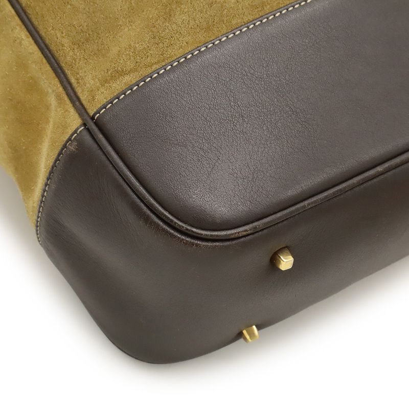 Loewe Anagram Tote Large Tote Vertical Suede Leather Bicolor Khaki Beige Dark