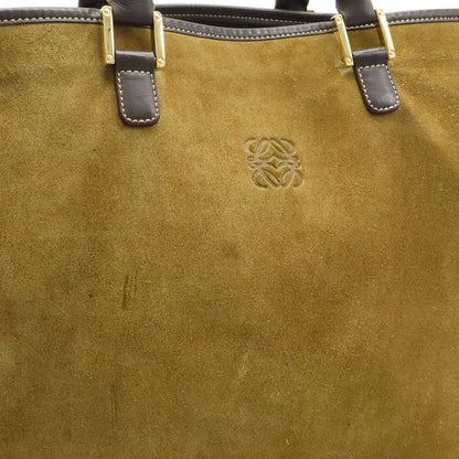 Loewe Anagram Tote Large Tote Vertical Suede Leather Bicolor Khaki Beige Dark