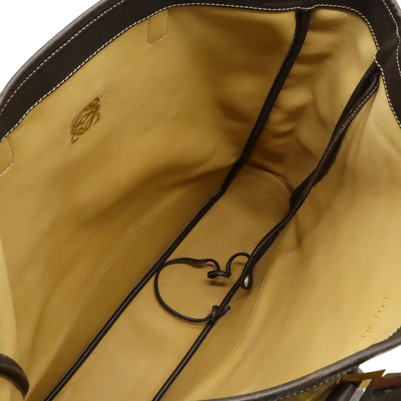 Loewe Anagram Tote Large Tote Vertical Suede Leather Bicolor Khaki Beige Dark