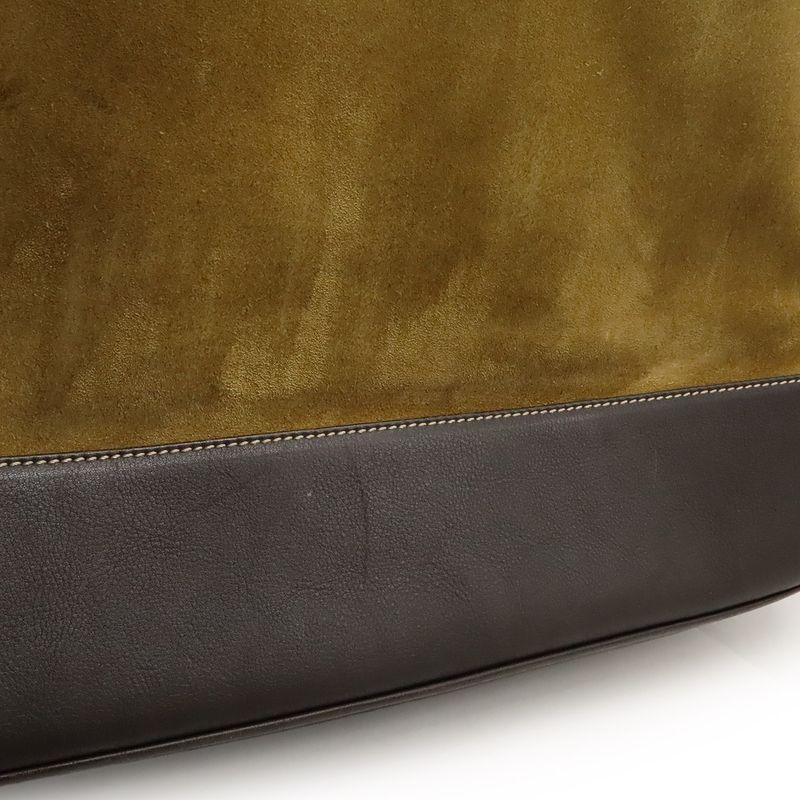 Loewe Anagram Tote Large Tote Vertical Suede Leather Bicolor Khaki Beige Dark