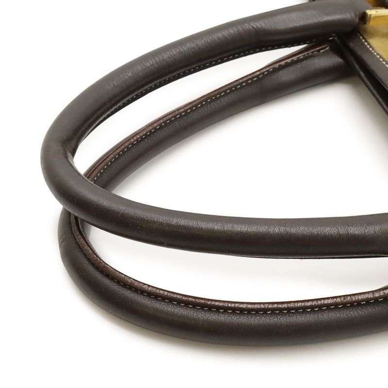 Loewe Anagram Tote Large Tote Vertical Suede Leather Bicolor Khaki Beige Dark