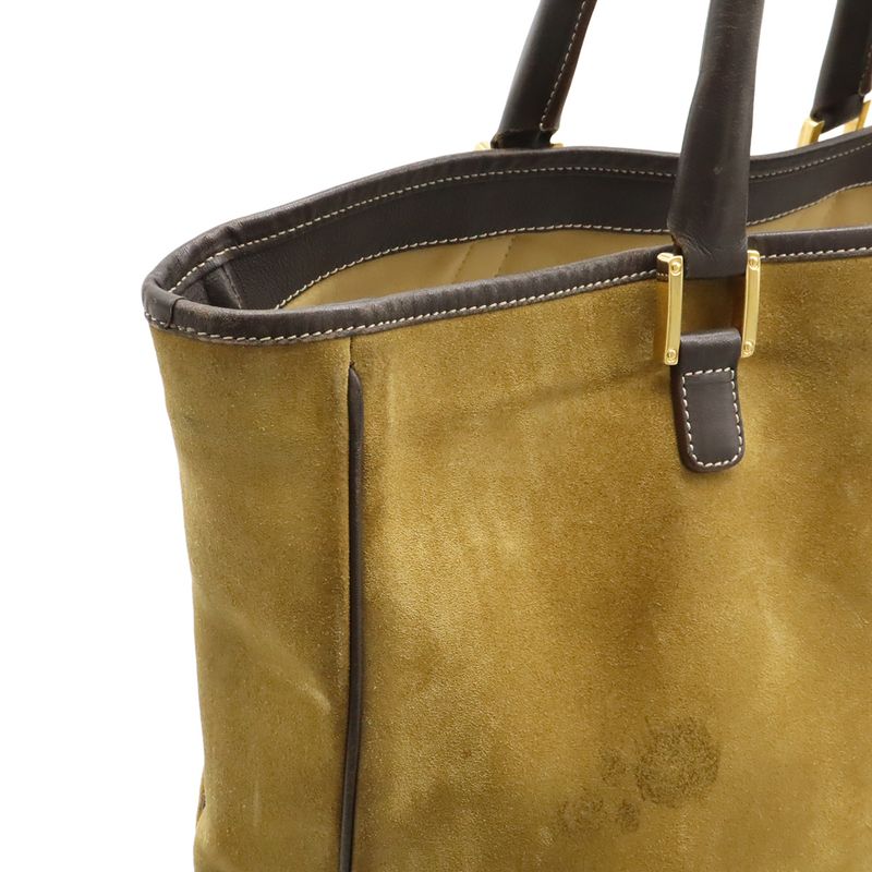 Loewe Anagram Tote Large Tote Vertical Suede Leather Bicolor Khaki Beige Dark