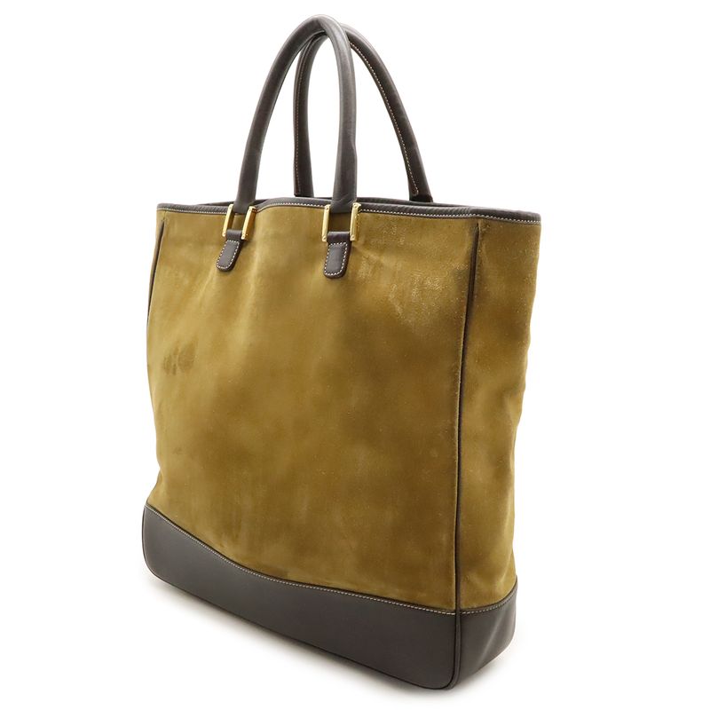 Loewe Anagram Tote Large Tote Vertical Suede Leather Bicolor Khaki Beige Dark