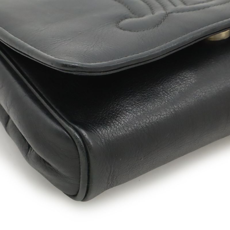 Celine Triomphe Logo Chain Shoulder Bag Pochette Flap Bag Crossbody Leather