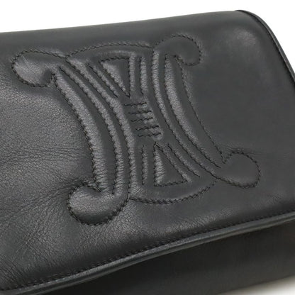 Celine Triomphe Logo Chain Shoulder Bag Pochette Flap Bag Crossbody Leather