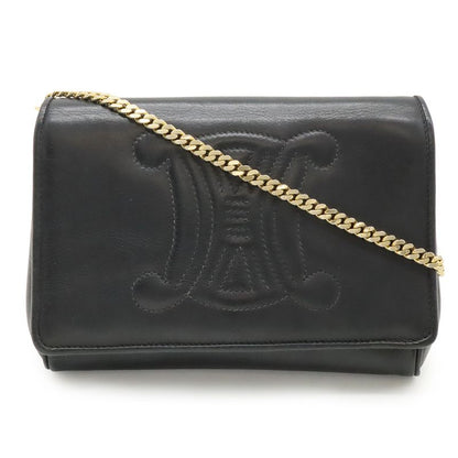 Celine Triomphe Logo Chain Shoulder Bag Pochette Flap Bag Crossbody Leather