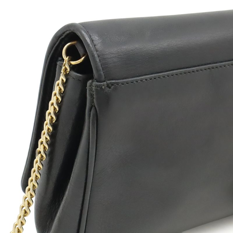 Celine Triomphe Logo Chain Shoulder Bag Pochette Flap Bag Crossbody Leather