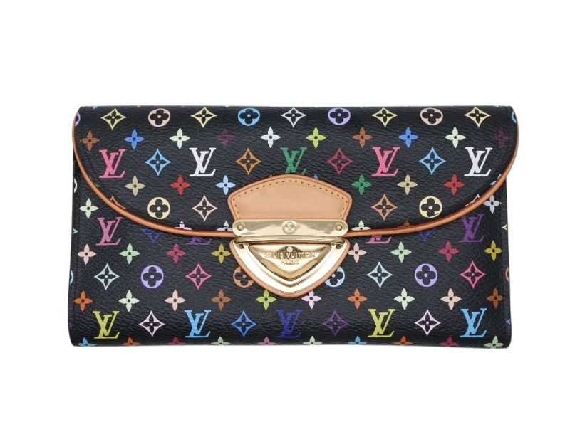 Louis Vuitton Portefeuille Trifold Wallet Grenat Multicolor Leather Gold