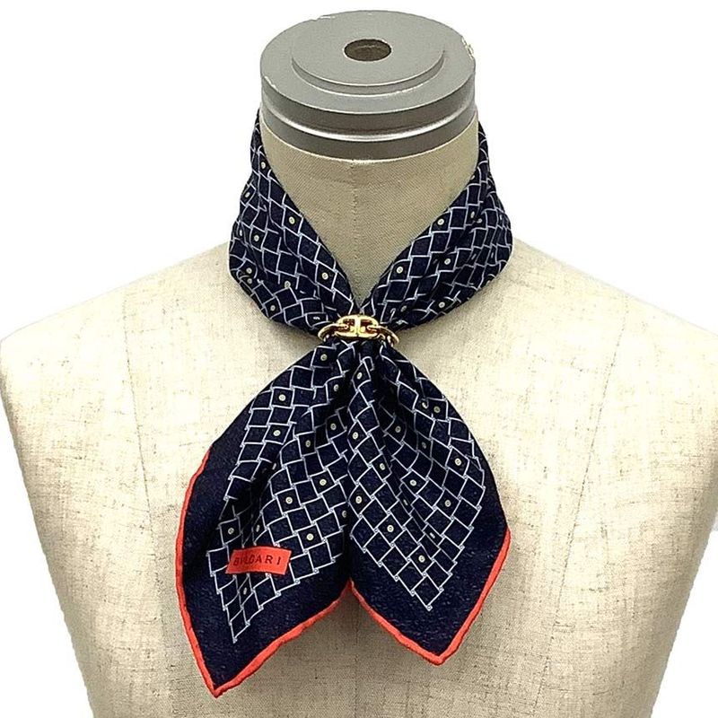 Bvlgari Scarf Navy Silk Pocket Chief Neckerchief Aq12132