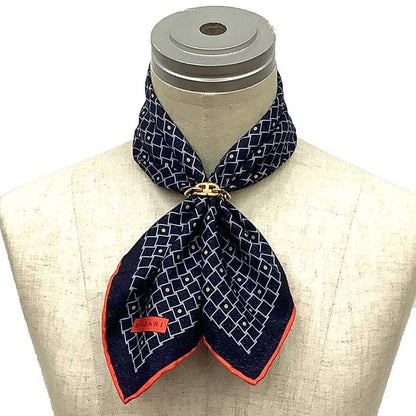Bvlgari Scarf Navy Silk Pocket Chief Neckerchief Aq12132