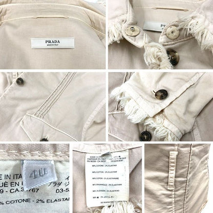 Prada Shirt Jacket Fringe Women Size 40 Beige Aq12138