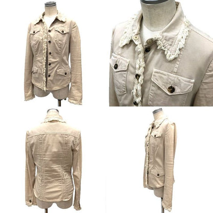 Prada Shirt Jacket Fringe Women Size 40 Beige Aq12138