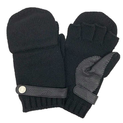 Hermes Baltimore Gloves Serie Button Women Size M Cashmere Black Aq12150