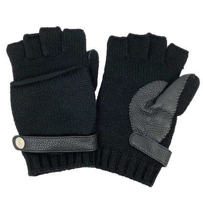 Hermes Baltimore Gloves Serie Button Women Size M Cashmere Black Aq12150