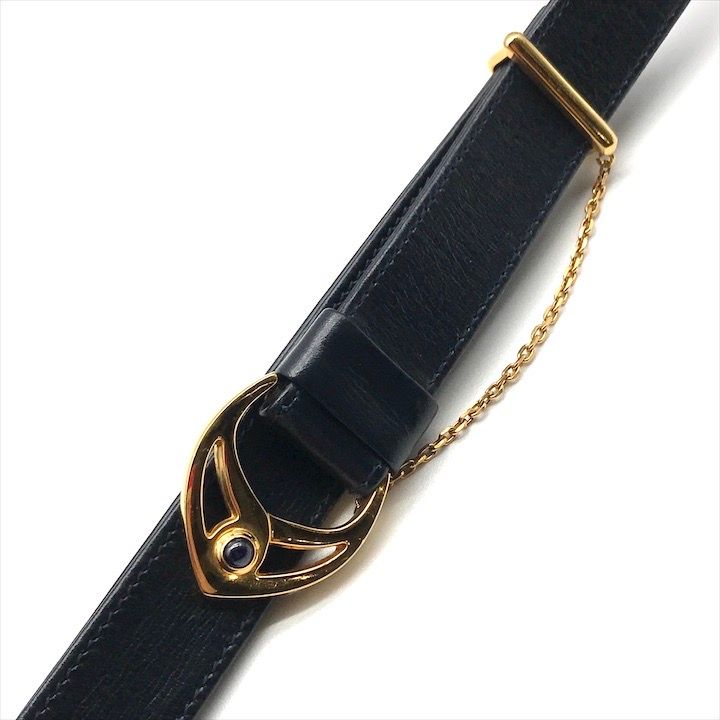 Cartier Sapphire Leather Gold Shoulder Bag Navy