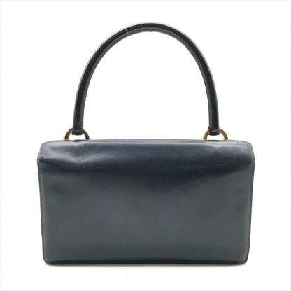 Hermes Leather Vintage Ring de Gold Hand Bag Navy