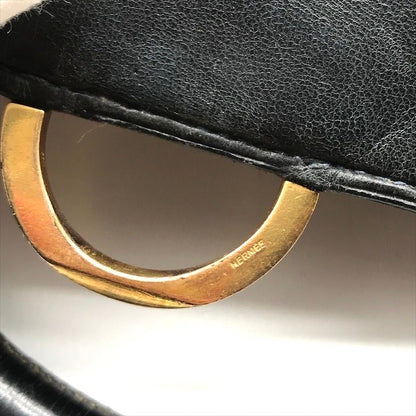 Hermes Leather Vintage Ring de Gold Hand Bag Navy