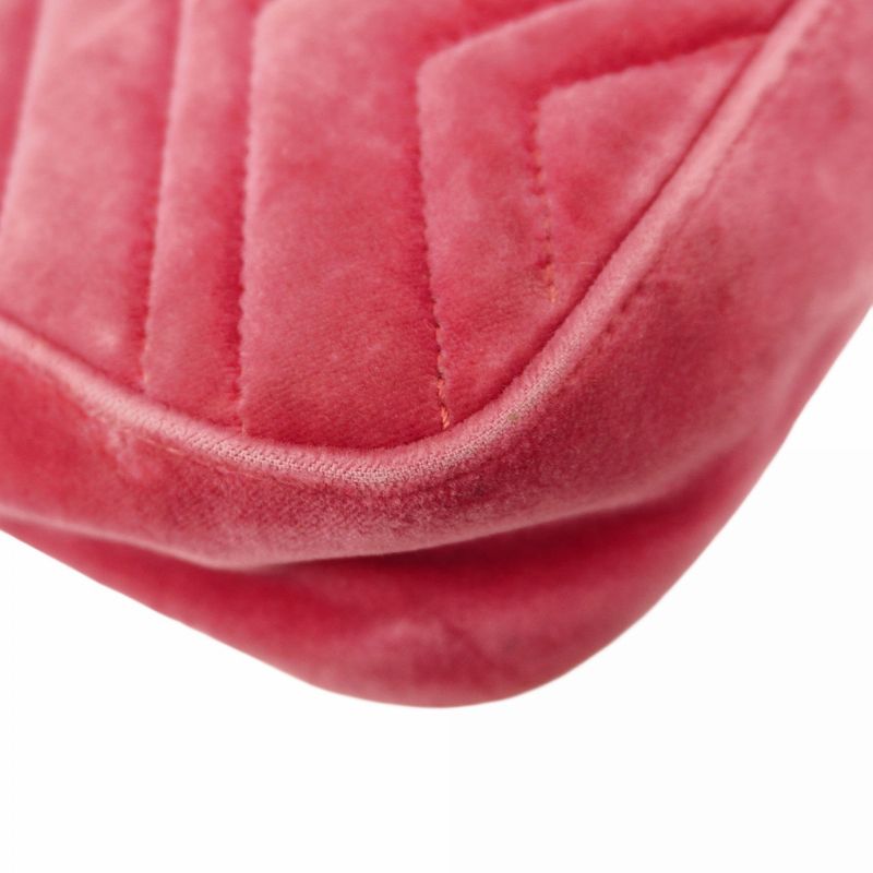 Gucci Shoulder Bag GG Marmont 446744 Velour Pink Gold Hardware Women