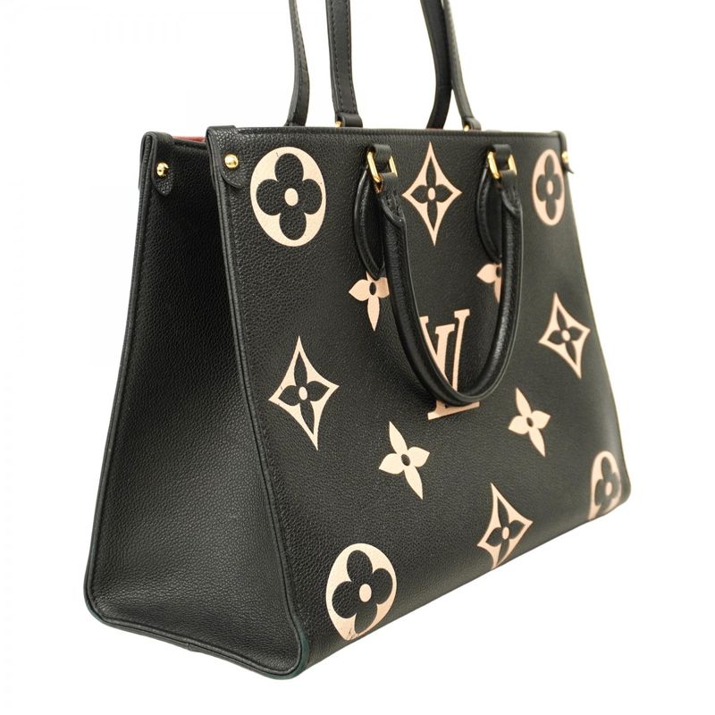 Louis Vuitton Tote Monogram/empreinte Bicolor On-the-go MM M45495 Black Beige