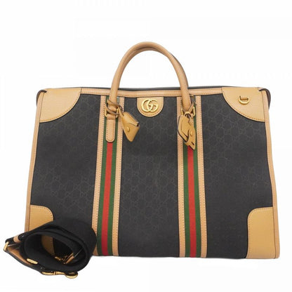 Gucci Boston Bag GG Canvas/sherry Line 715773 Canvas Black Beige Gold Hardware