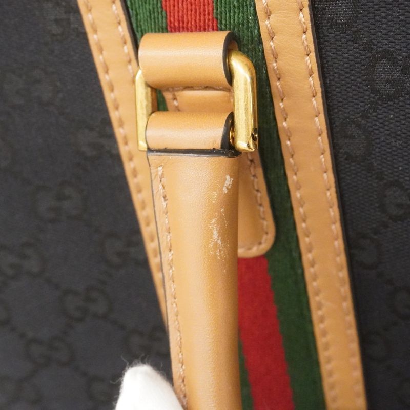 Gucci Boston Bag GG Canvas/sherry Line 715773 Canvas Black Beige Gold Hardware