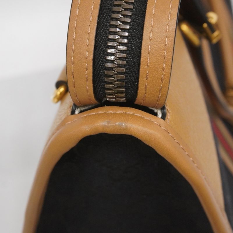 Gucci Boston Bag GG Canvas/sherry Line 715773 Canvas Black Beige Gold Hardware