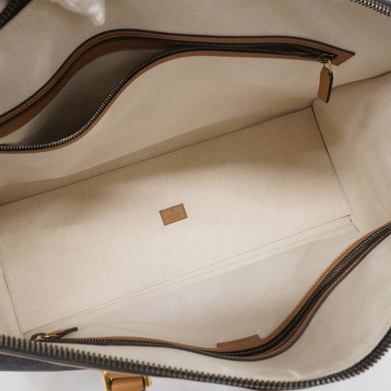 Gucci Boston Bag GG Canvas/sherry Line 715773 Canvas Black Beige Gold Hardware