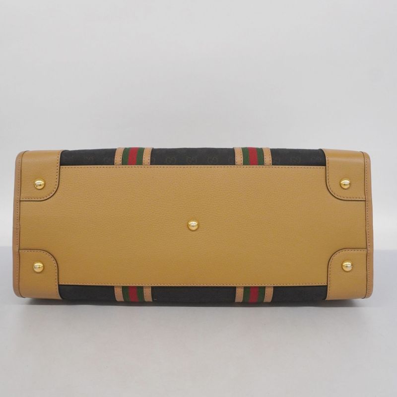 Gucci Boston Bag GG Canvas/sherry Line 715773 Canvas Black Beige Gold Hardware