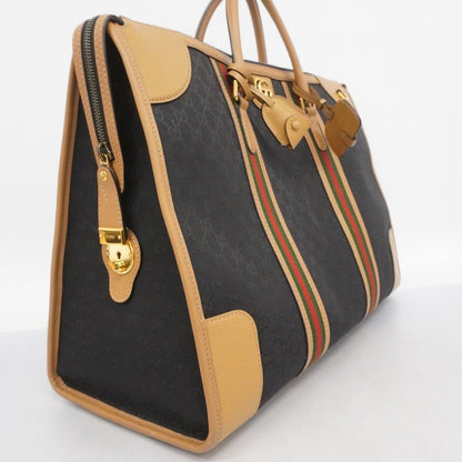 Gucci Boston Bag GG Canvas/sherry Line 715773 Canvas Black Beige Gold Hardware