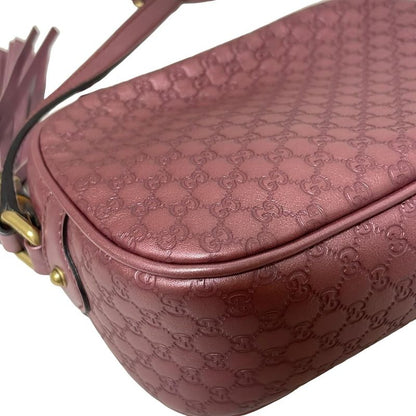 Gucci Shoulder Bag Micro Guccissima Bamboo 309538 Pink Purple Tassel Leather